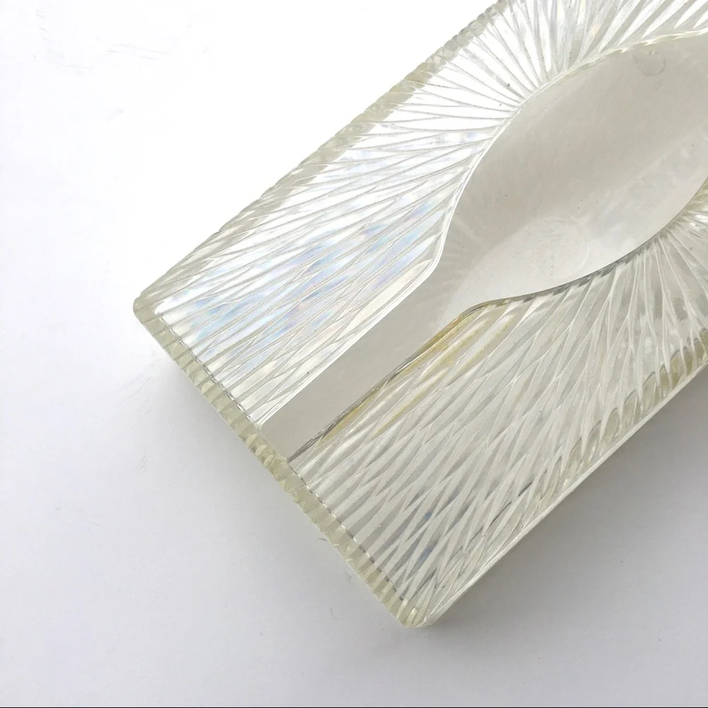 Vintage Celebrity Inc Tissue Box OS Clear Starburst Acrylic MCM Retro